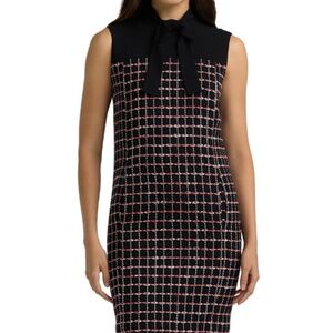 St John Women's Bow-Embellished Tweed Mini Dress in Black/haute Red/pearl Multi
